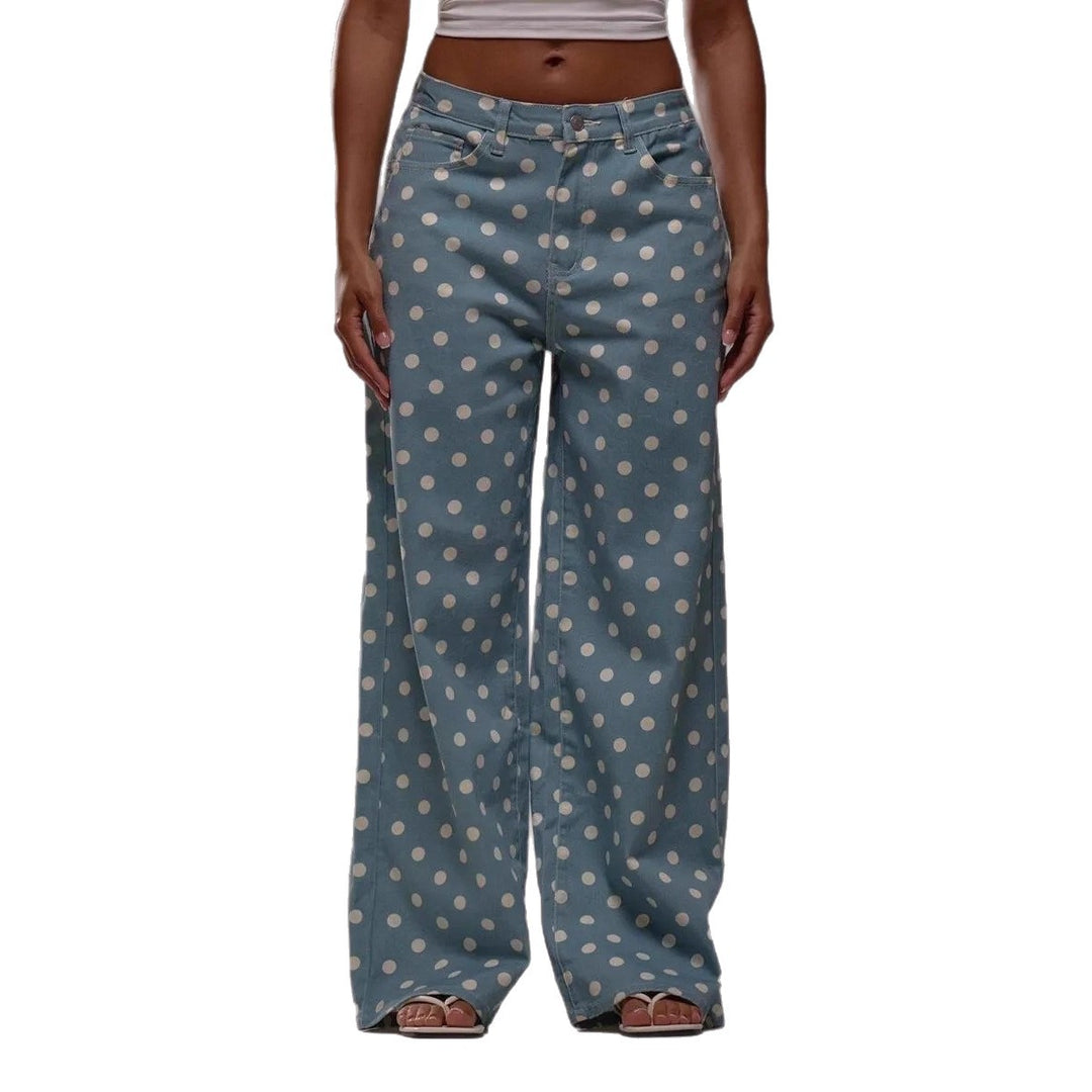 Damer breda Polka-Dot Palazzo-byxor med hög midja skärning Mirla-Eva Jonsson