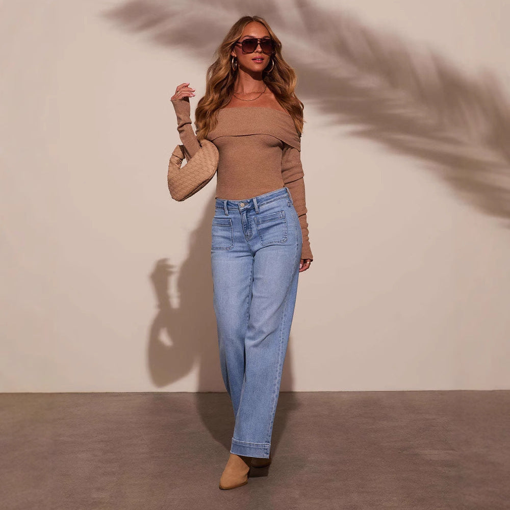 Damer breda högmidjade jeans Mirla-Eva Jonsson