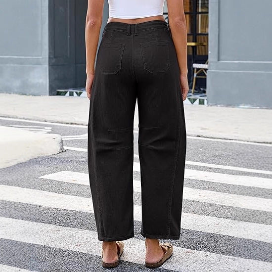 Damer breda jeans med hög midja och praktiska fickor Mirla-Eva Jonsson