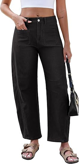 Damer breda jeans med hög midja och praktiska fickor Mirla-Eva Jonsson