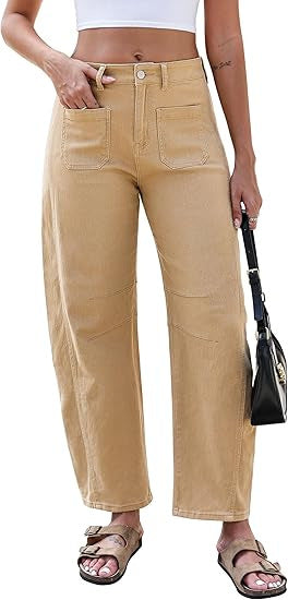 Damer breda jeans med hög midja och praktiska fickor Mirla-Eva Jonsson