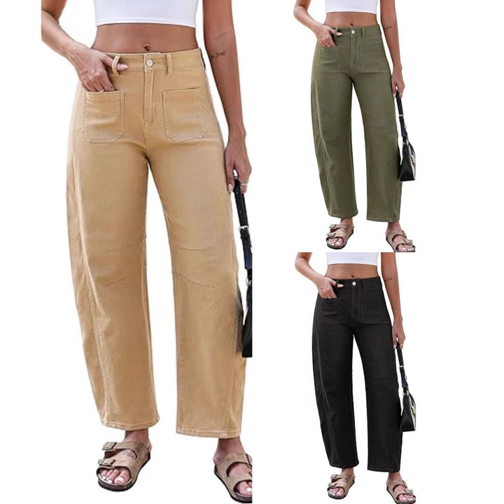 Damer breda jeans med hög midja och praktiska fickor Mirla-Eva Jonsson