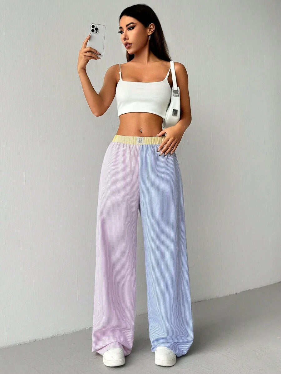 Damer breda sweatpants med randig design och elastisk midja Mirla-Eva Jonsson