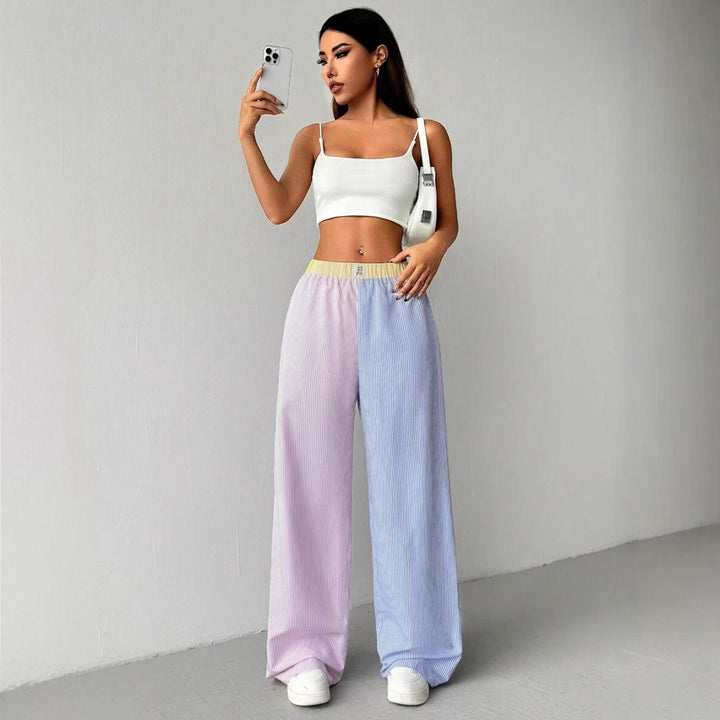 Damer breda sweatpants med randig design och elastisk midja Mirla-Eva Jonsson