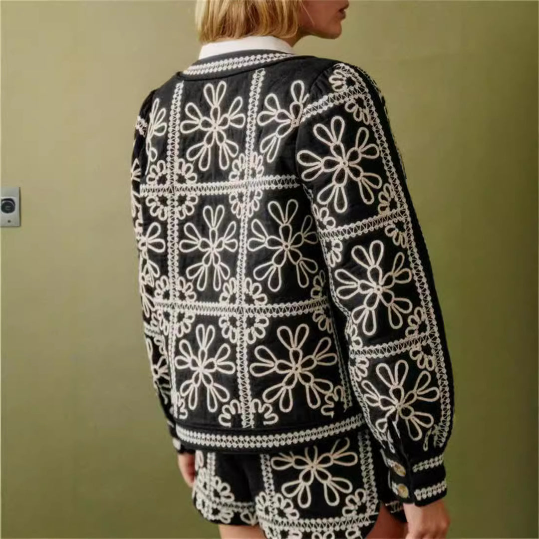 Damer broderad blomjacka med volymärmar Eva Jonsson-Eva Jonsson