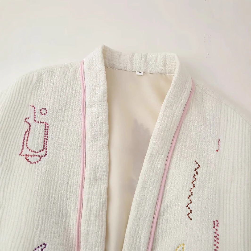 Damer broderad bomullsjacka med stora fickor och avslappnad skärning Mirla-Eva Jonsson