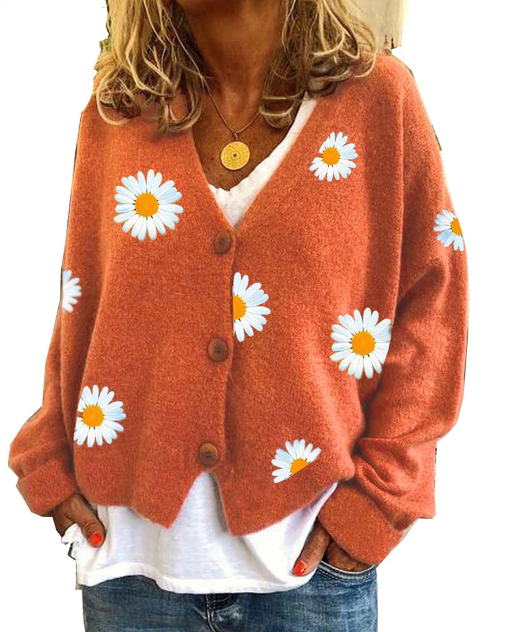 Damer cardigan med blommig broderi och V-hals Mirla-Eva Jonsson