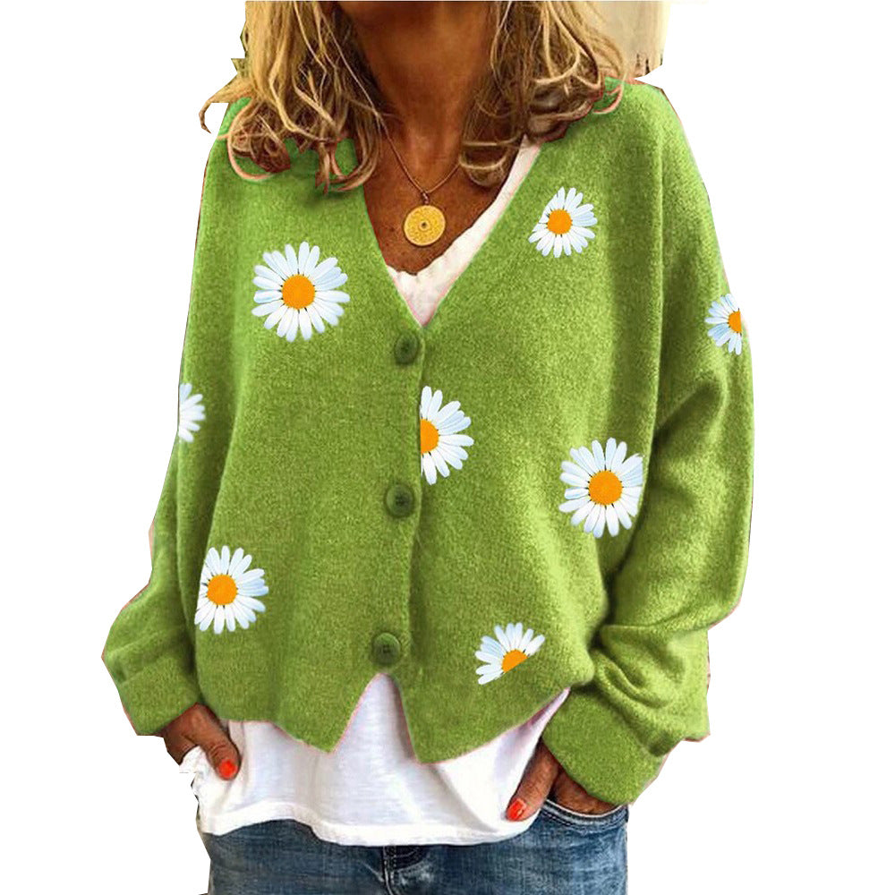 Damer cardigan med blommig broderi och V-hals Mirla-Eva Jonsson