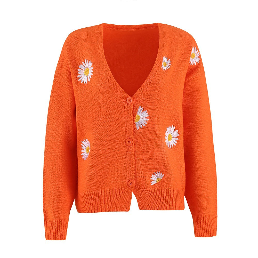 Damer cardigan med blommig broderi och V-hals Mirla-Eva Jonsson