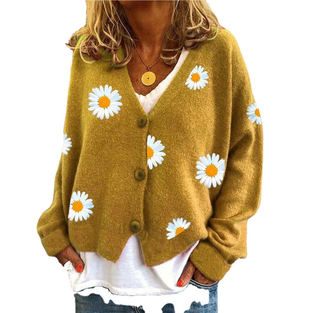 Damer cardigan med blommig broderi och V-hals Mirla-Eva Jonsson