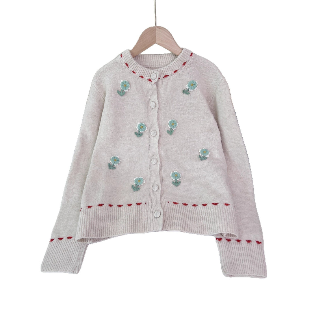 Damer cardigan med blommönster broderi och knäppning Mirla-Eva Jonsson