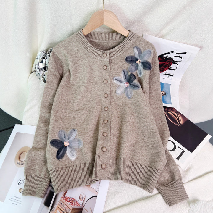 Damer cardigan med blommönster och knäppning Mirla-Eva Jonsson