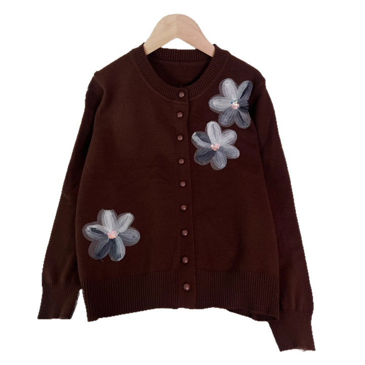Damer cardigan med blommönster och knäppning Mirla-Eva Jonsson