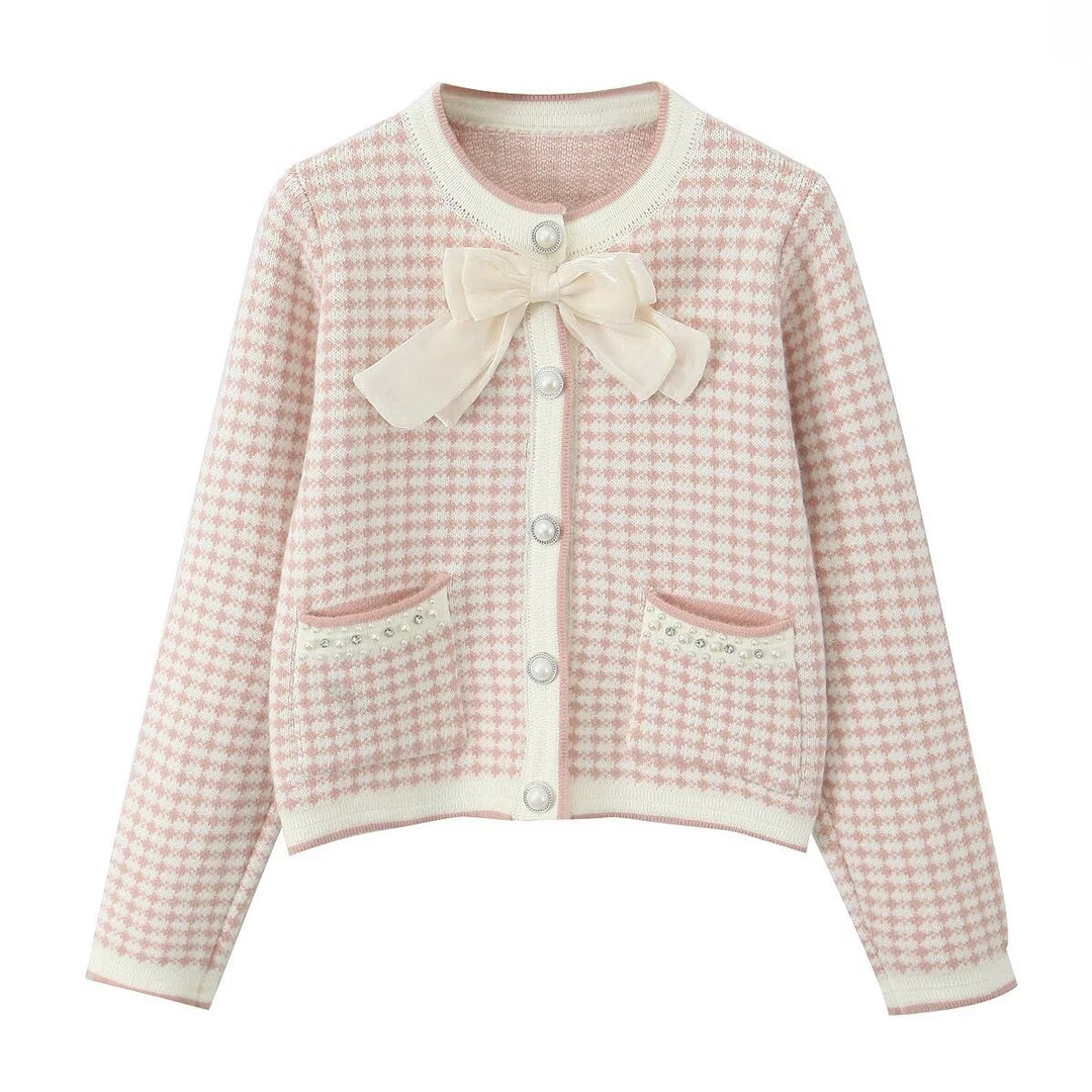 Damer cardigan med dekorativa detaljer och charmig sjalkrage Mirla-Eva Jonsson