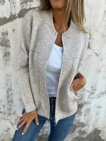 Damer cardigan med eleganta dragkedjedetaljer och fint strukturmönster Eva Jonsson-Eva Jonsson