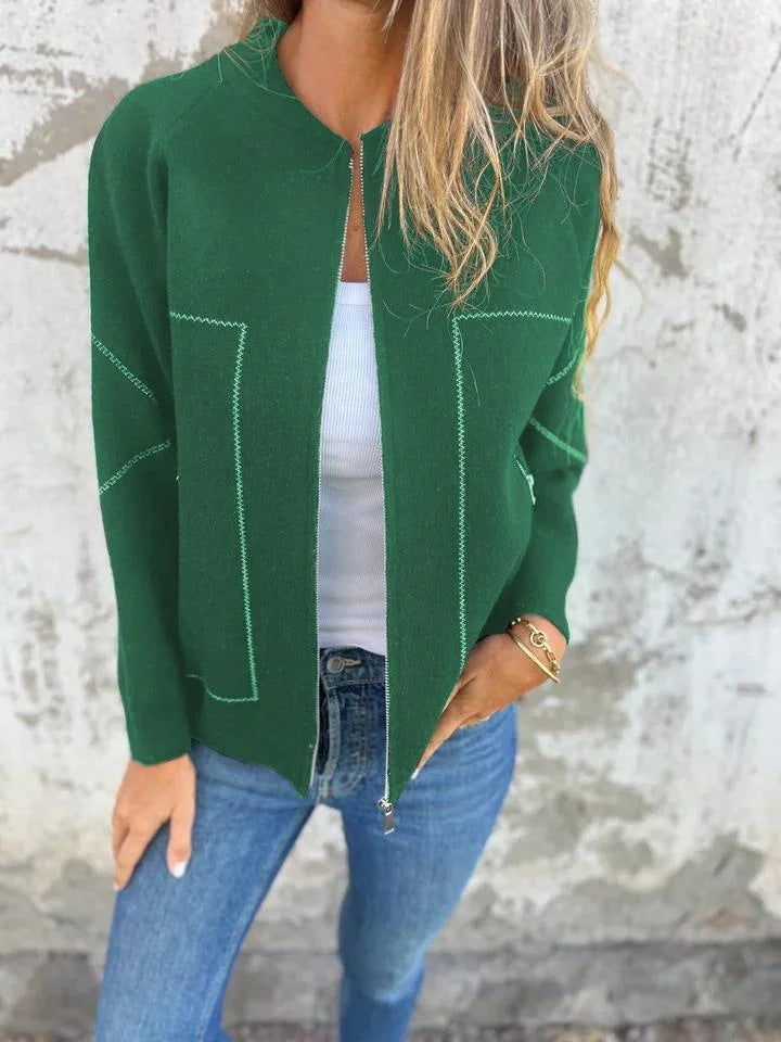 Damer cardigan med eleganta dragkedjedetaljer och fint strukturmönster Eva Jonsson-Eva Jonsson
