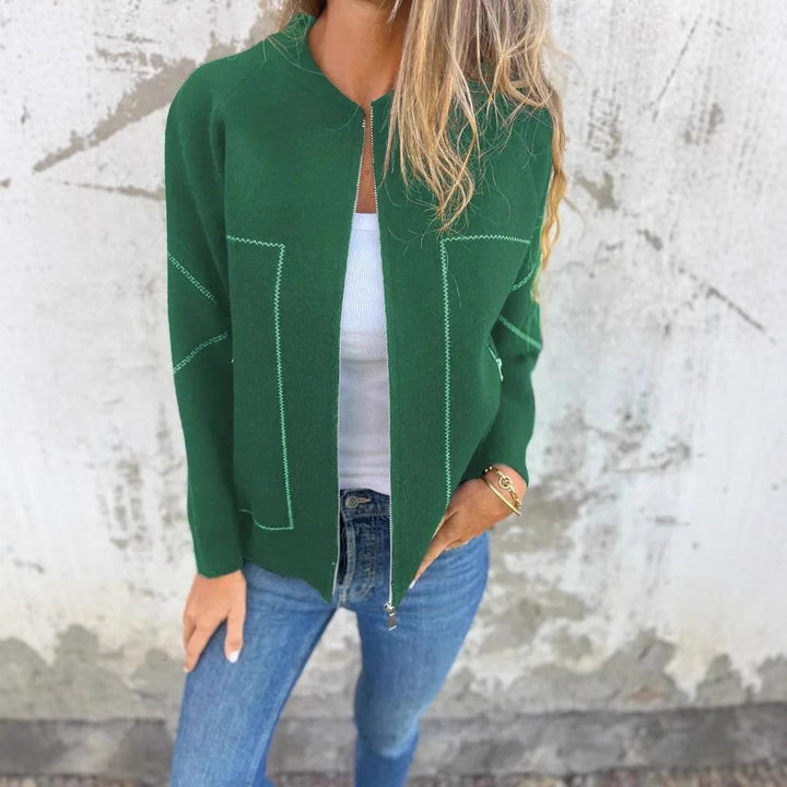 Damer cardigan med eleganta dragkedjedetaljer och fint strukturmönster Eva Jonsson-Eva Jonsson
