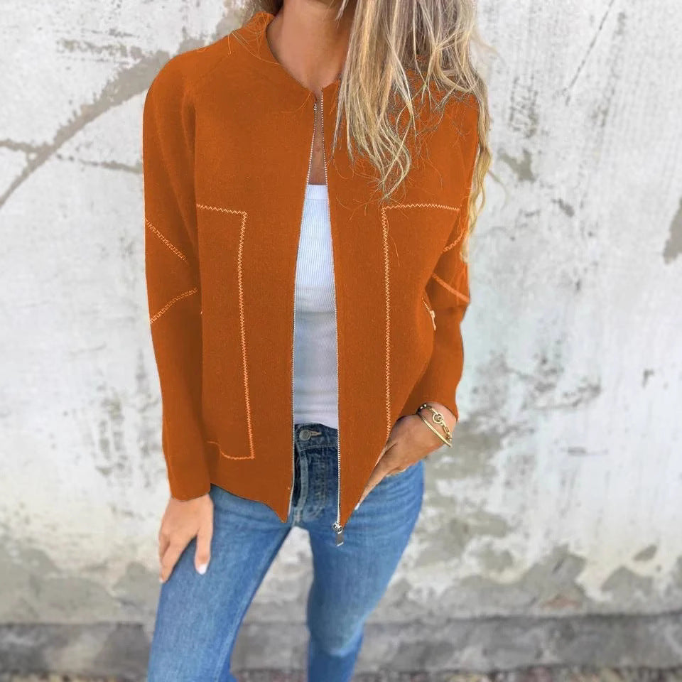 Damer cardigan med eleganta dragkedjedetaljer och fint strukturmönster Eva Jonsson-Eva Jonsson