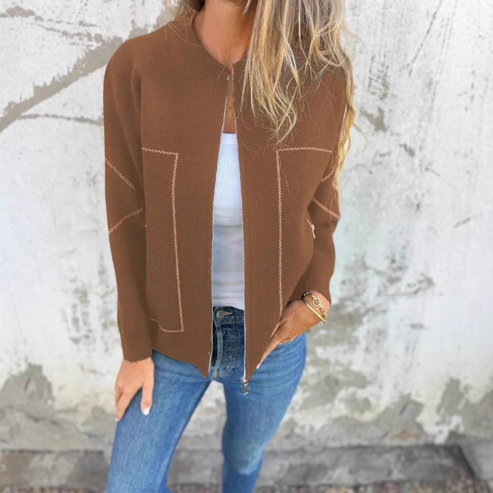 Damer cardigan med eleganta dragkedjedetaljer och fint strukturmönster Eva Jonsson-Eva Jonsson