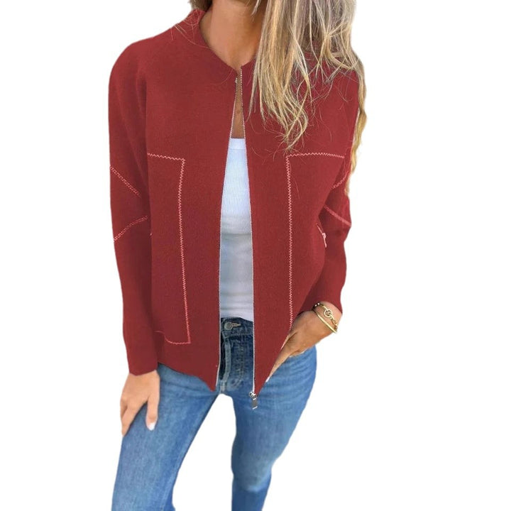 Damer cardigan med eleganta dragkedjedetaljer och fint strukturmönster Eva Jonsson-Eva Jonsson