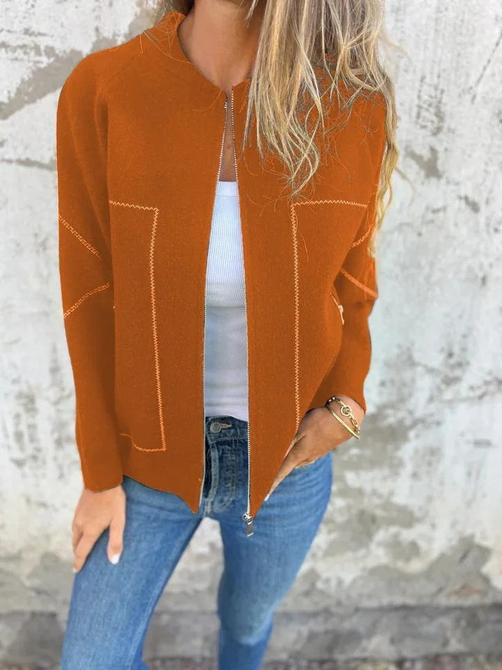 Damer cardigan med eleganta dragkedjedetaljer och fint strukturmönster Eva Jonsson-Eva Jonsson