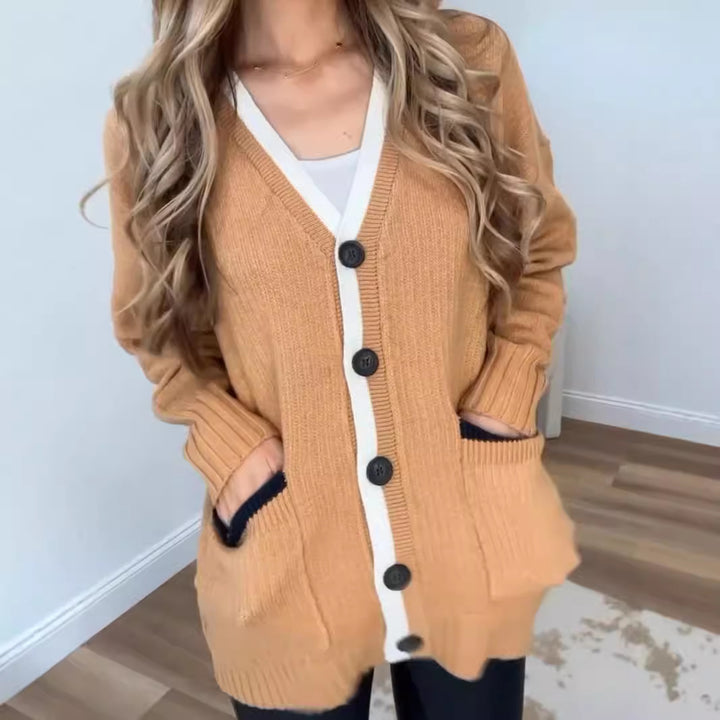 Damer cardigan med fickor och moderna knappar Mirla-Eva Jonsson