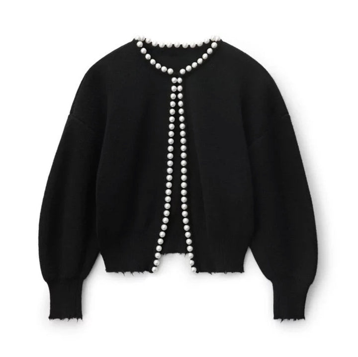 Damer cardigan med iögonfallande pärldekor och öppen design Eva Jonsson-Eva Jonsson