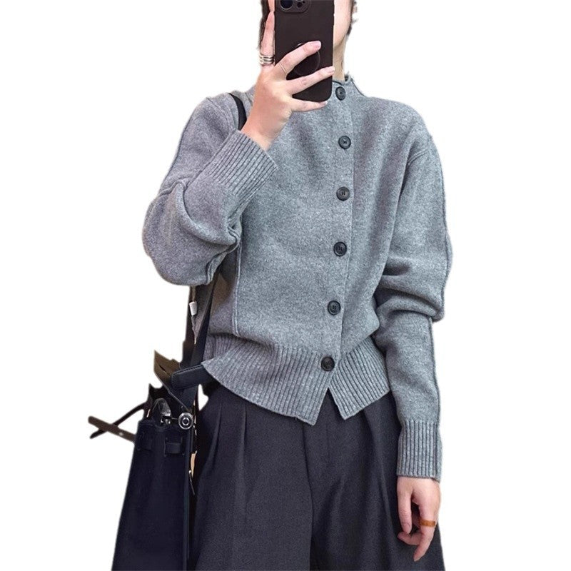 Damer cardigan med knäppning och ribbade detaljer Mirla-Eva Jonsson