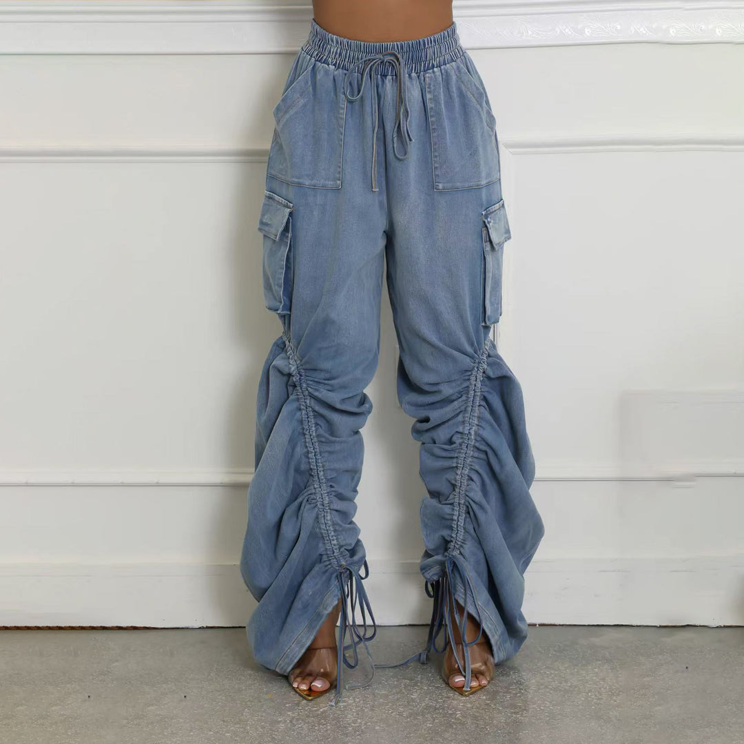 Damer cargo-jeans med knytkant och praktiska fickor Mirla-Eva Jonsson