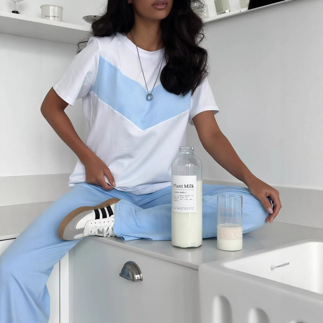 Damer casual T-shirt med modern färgblockdesign och lätt oversized passform-Eva Jonsson