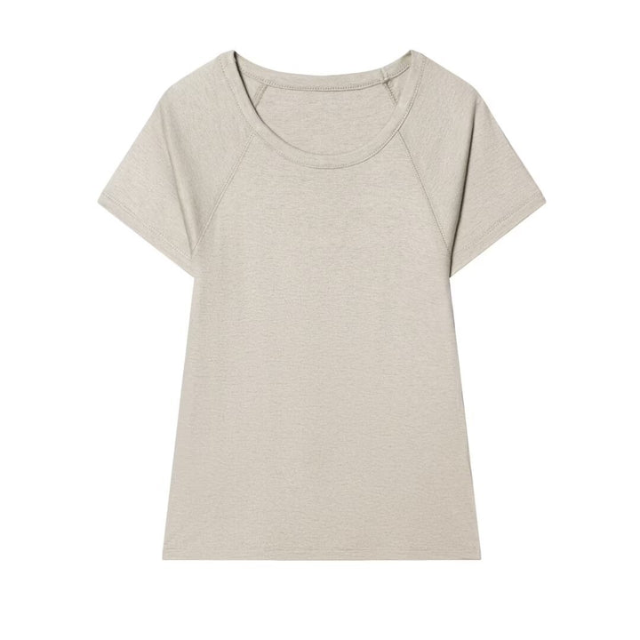 Damer casual T-shirt med rundad halsringning och bekväma raglanärmar Mirla-Eva Jonsson