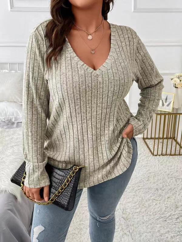 Damer casual V-hals stickad topp Mirla-Eva Jonsson