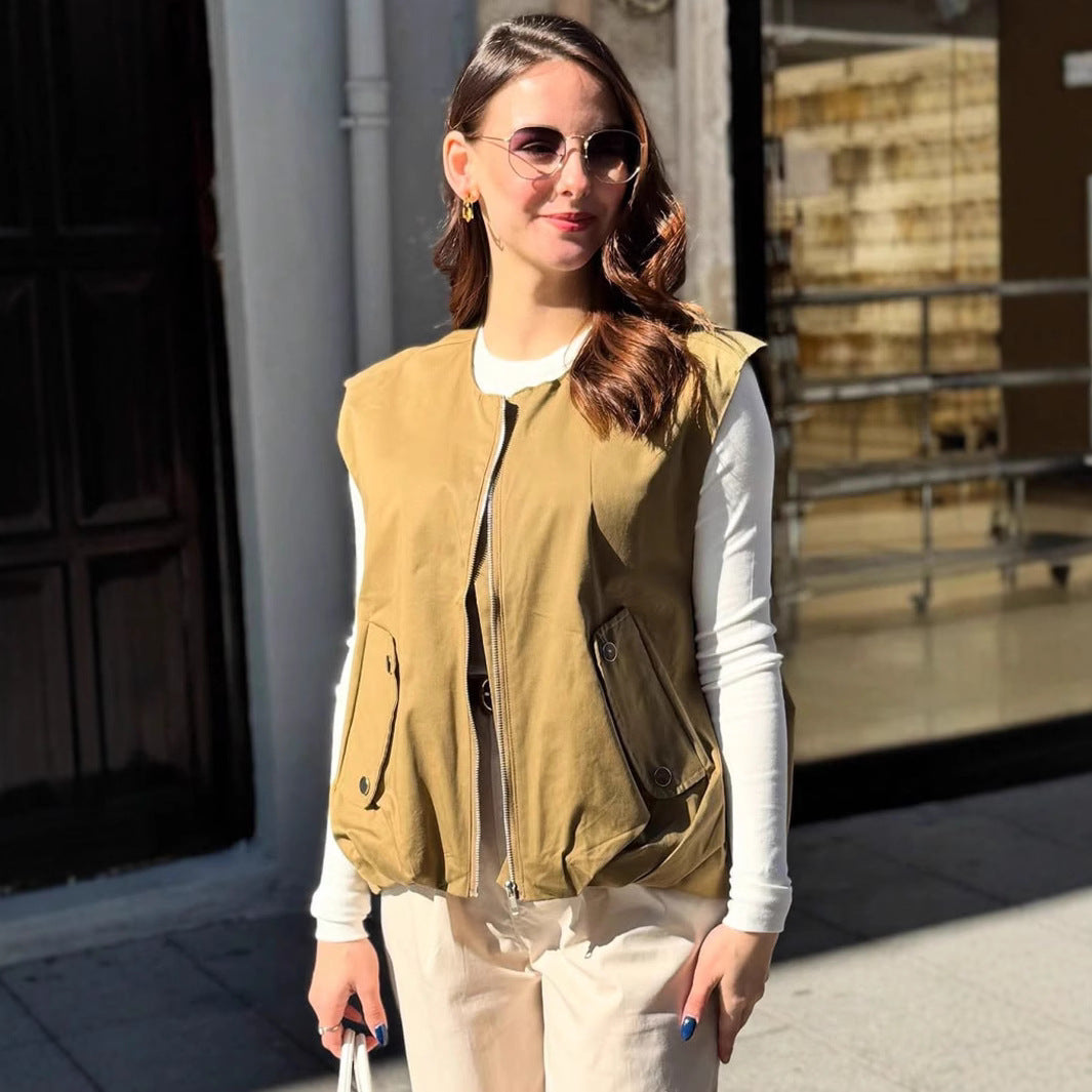 Damer casual ärmlös väst med dragkedja och praktiska fickor Mirla-Eva Jonsson