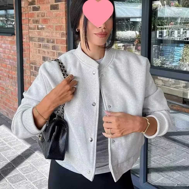 Damer casual bomberjacka med knappstängning och mjuka fickor Mirla-Eva Jonsson