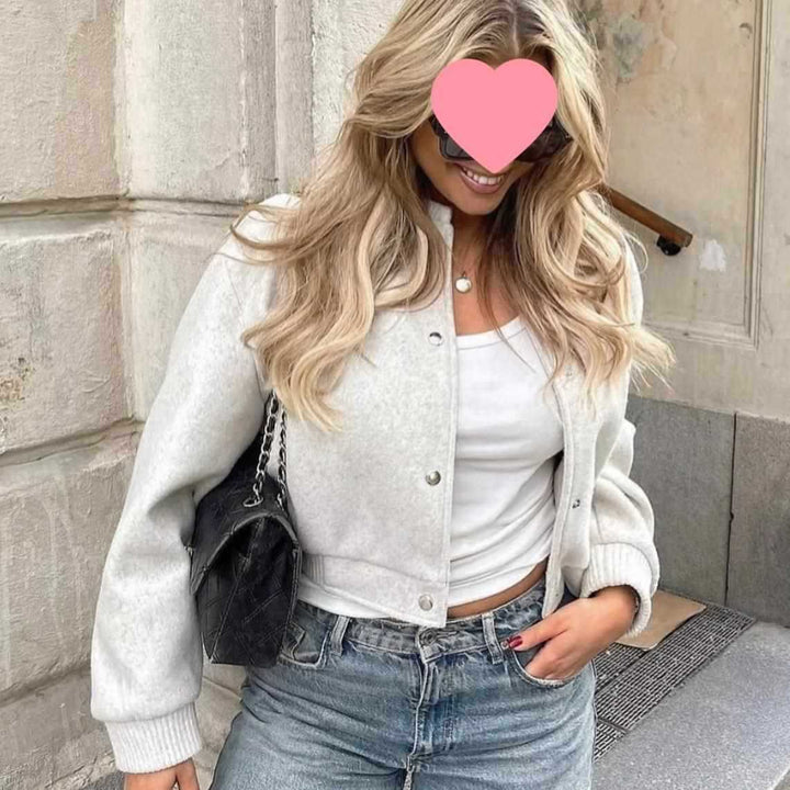 Damer casual bomberjacka med knappstängning och mjuka fickor Mirla-Eva Jonsson