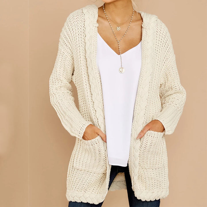 Damer casual cardigan med huva och strukturerad design Mirla-Eva Jonsson
