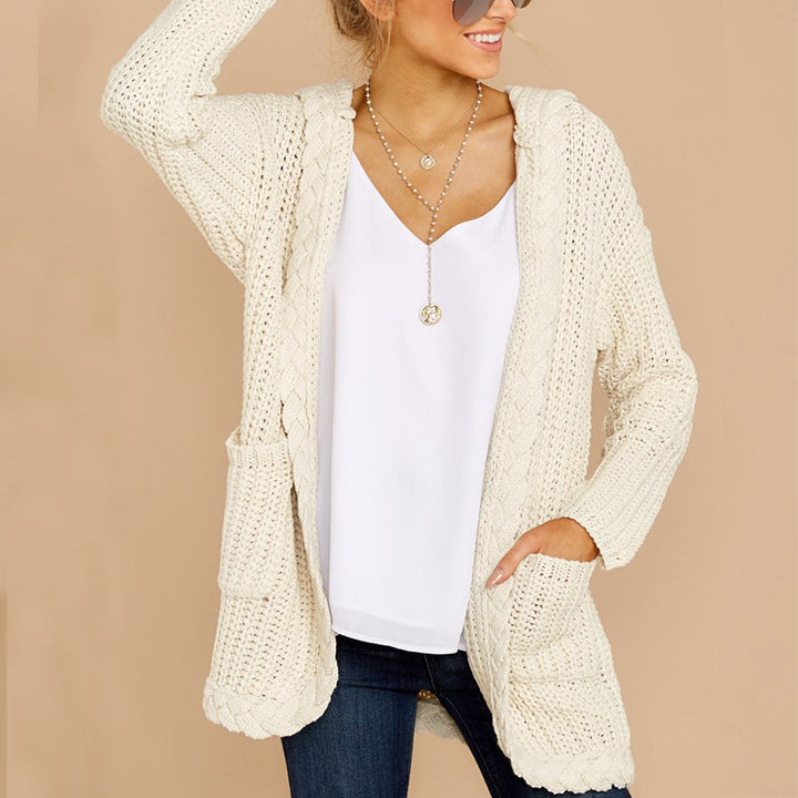 Damer casual cardigan med huva och strukturerad design Mirla-Eva Jonsson