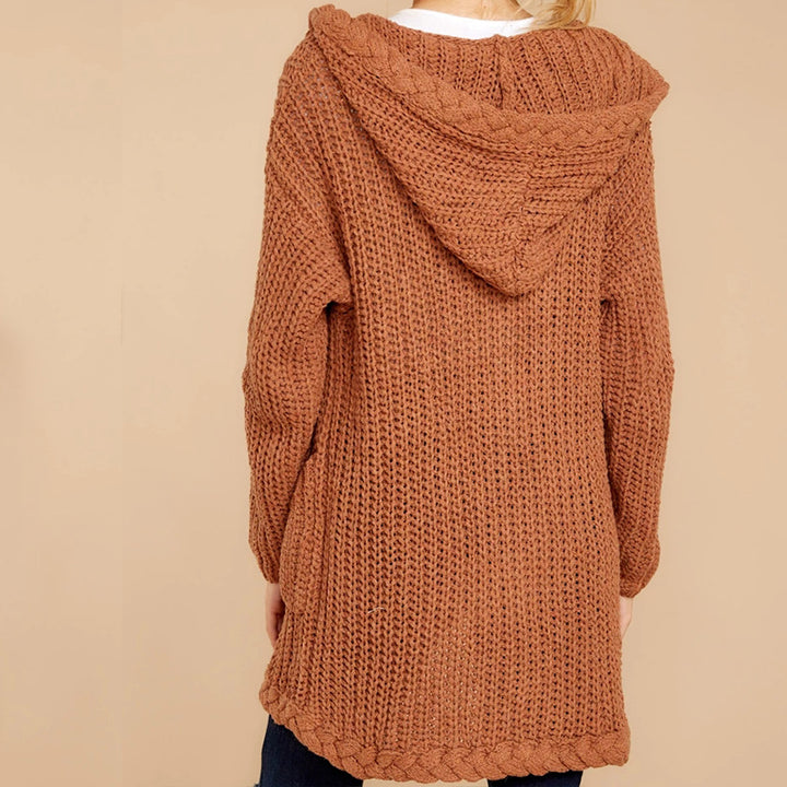 Damer casual cardigan med huva och strukturerad design Mirla-Eva Jonsson