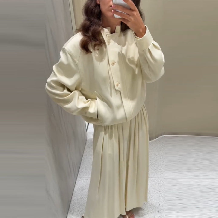 Damer casual cardigan med plissérad kjoldel Mirla-Eva Jonsson