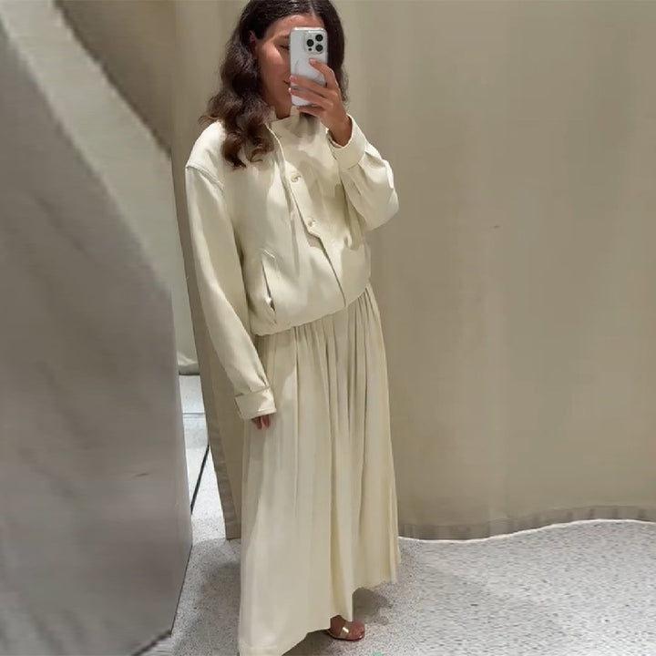 Damer casual cardigan med plissérad kjoldel Mirla-Eva Jonsson