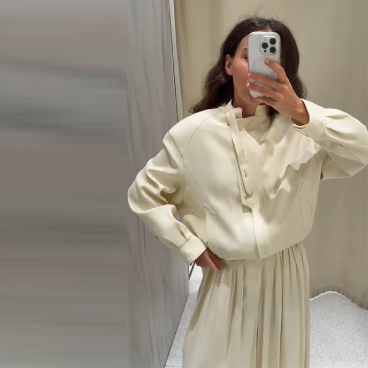 Damer casual cardigan med plissérad kjoldel Mirla-Eva Jonsson