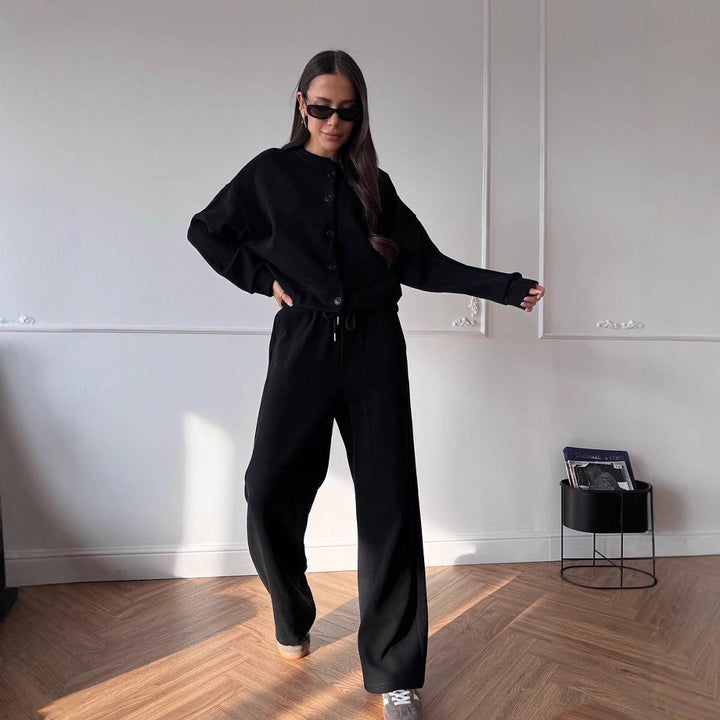 Damer casual cardigan och bekväm joggingbyxor set Mirla-Eva Jonsson