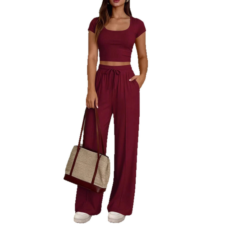 Damer casual cropped topp och vida byxor set Mirla-Eva Jonsson