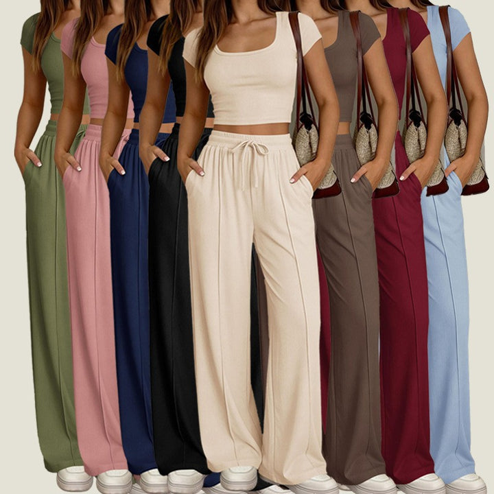 Damer casual cropped topp och vida byxor set Mirla-Eva Jonsson