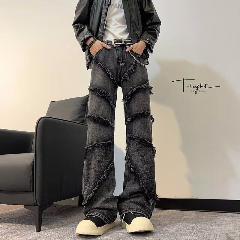Damer casual denimbyxor med fransiga detaljer och bred passform Eva Jonsson-Eva Jonsson
