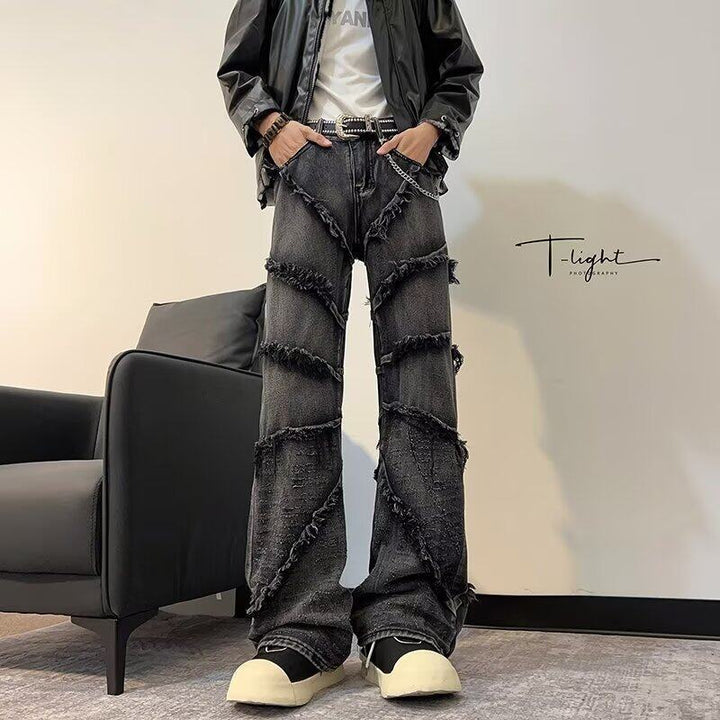 Damer casual denimbyxor med fransiga detaljer och bred passform Eva Jonsson-Eva Jonsson