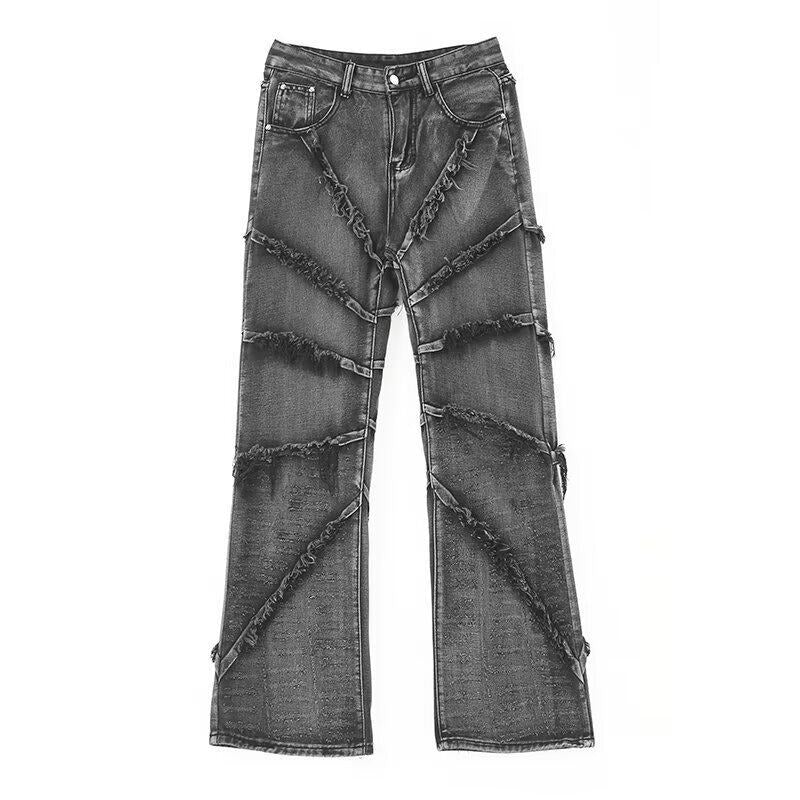 Damer casual denimbyxor med fransiga detaljer och bred passform Eva Jonsson-Eva Jonsson