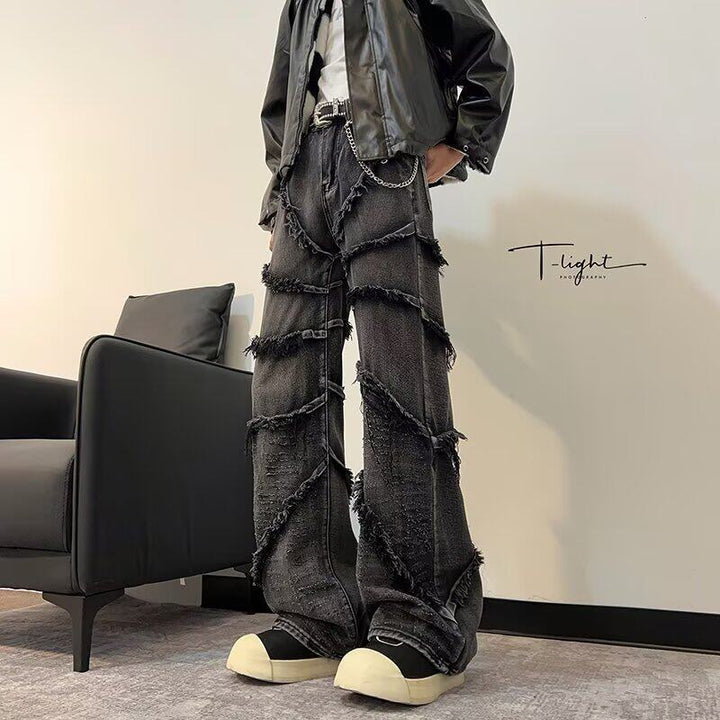 Damer casual denimbyxor med fransiga detaljer och bred passform Eva Jonsson-Eva Jonsson