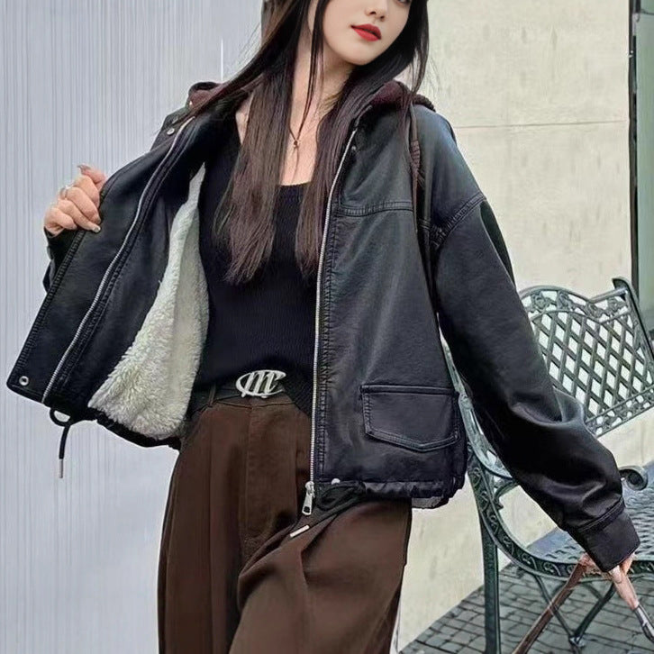 Damer casual faux läderjacka Mirla-Eva Jonsson