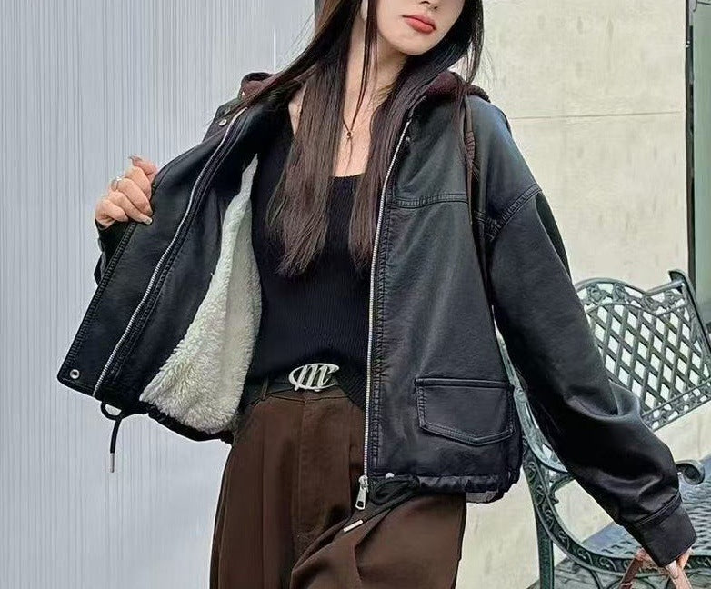 Damer casual faux läderjacka Mirla-Eva Jonsson